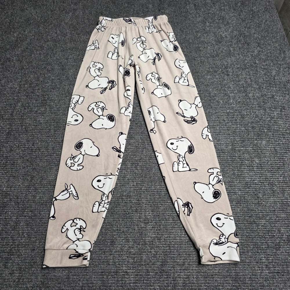 Primark Snoopy Peanuts Pajama Set Women's Size 2XS Beige Fleece Shirt‎ Joggers - Picture 9 of 15